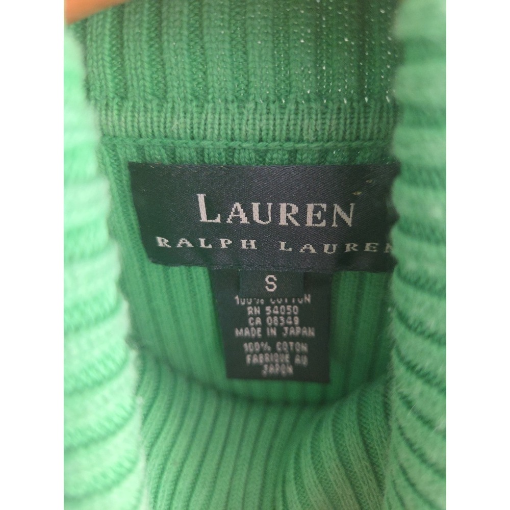 Lauren Ralph Lauren Neon Green Turtleneck‎ Sweater Size Small - Picture 4 of 5